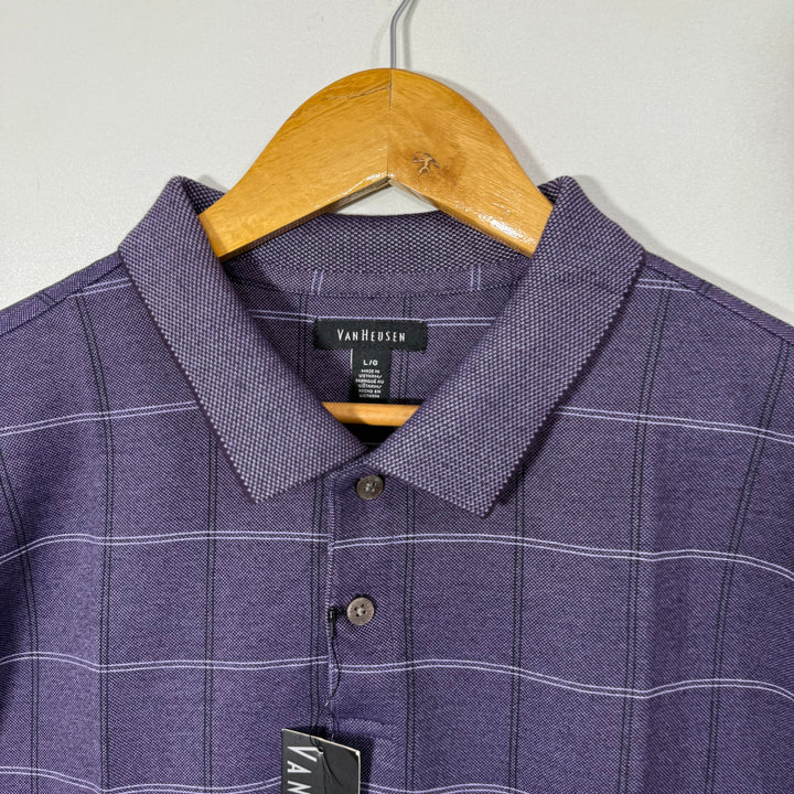 VAN HEUSEN CHECKERED COTTON POLO TSHIRT BRAND NEW