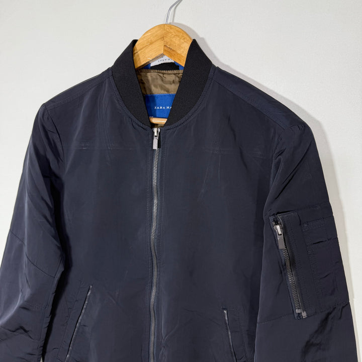 ZARA MAN BEN COLLAR BOMBER JACKET BLACK COLOUR