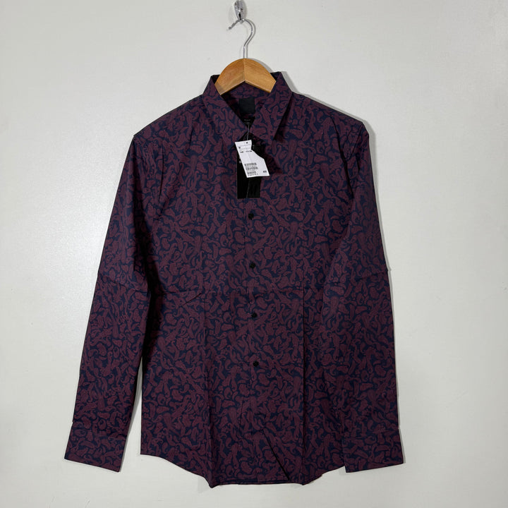 H&M SLIM FIT PRINTED CASUAL COTTON SHIRT BRAND NEW WITH STRETCH