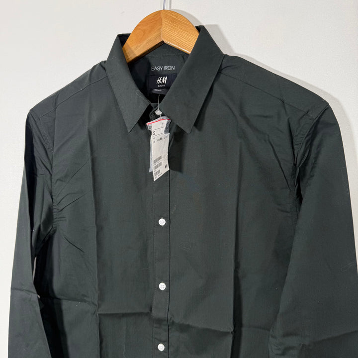 H&M SLIM FIT COTTON SHIRT BRAND NEW GREEN COLOUR