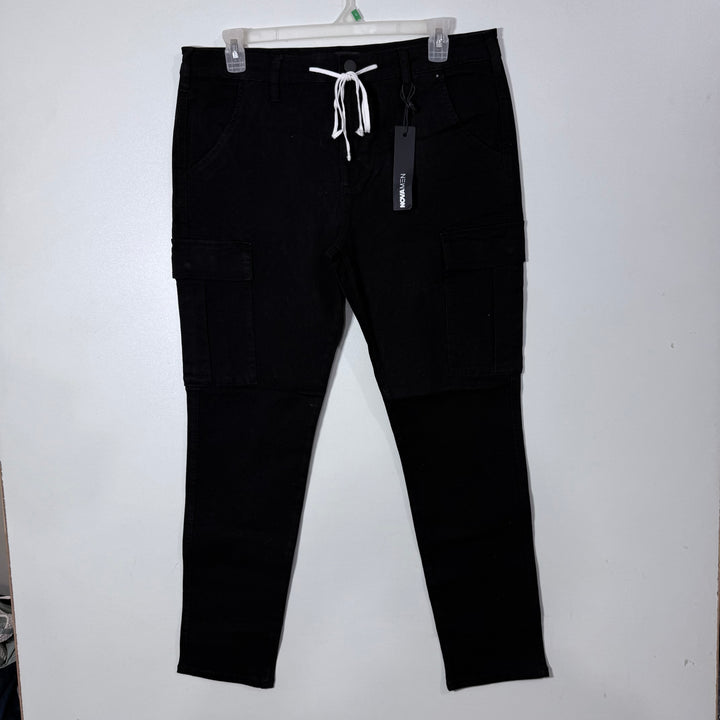 FASHION NOVA MEN SKINNY FIT CARGO COTTON PANT BRAND NEW BLACK COLOUR