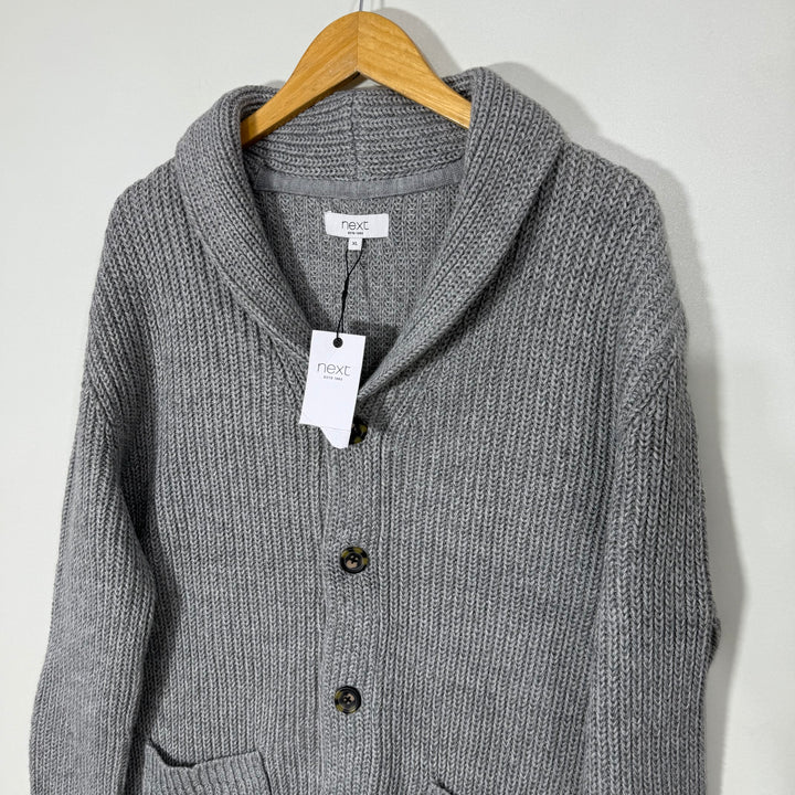 NEXT SHAWL COLLAR KNITED CARDIGAN SWEATER BRAND NEW GREY COLOUR