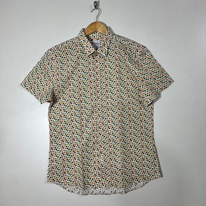 ZARA SLIM FIT BUTTON DOWN HALF SLEEVES COTTON SHIRT