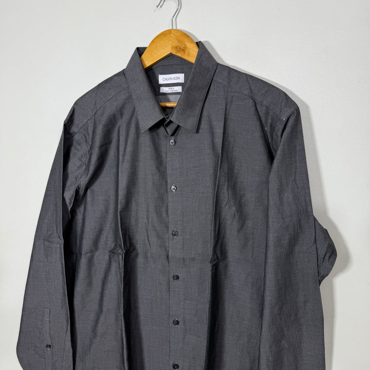 CALVIN KLEIN STEEL + SLIM FIT COTTON SHIRT GREY COLOUR