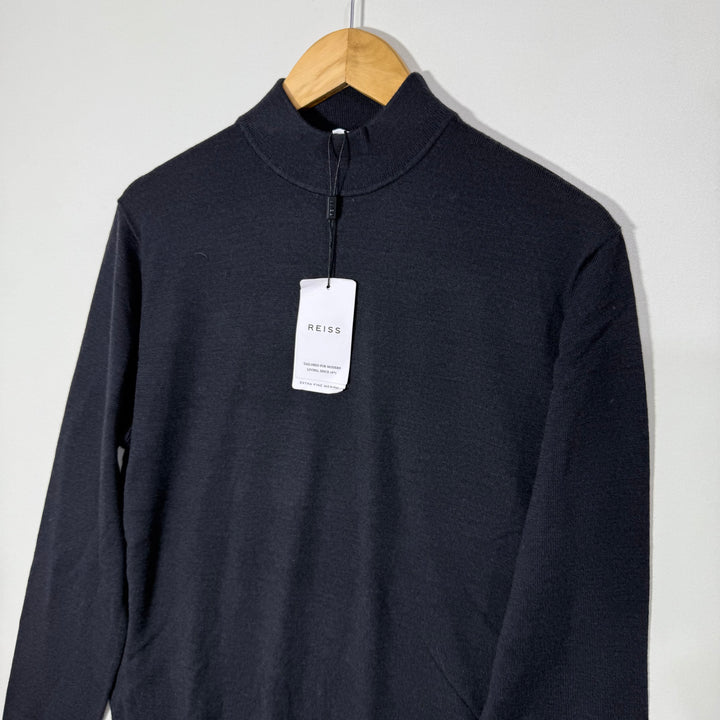 REISS MOCK NECK EXTRA FINE MERINO WOOL SWEATER BRAND NEW GREY COLOUR