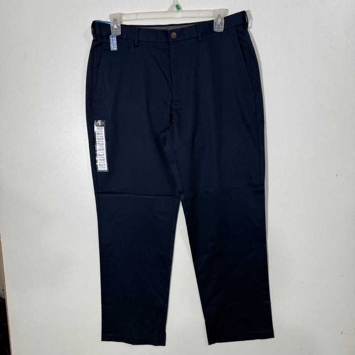 HAGGAR CLASSIC FIT FLAT FRONT PREMIUM NO IRON KHAKI HIDDEN EXPANDABLE WAISTBAND COTTON CHINO PANT BRAND NEW WITH STRETCH