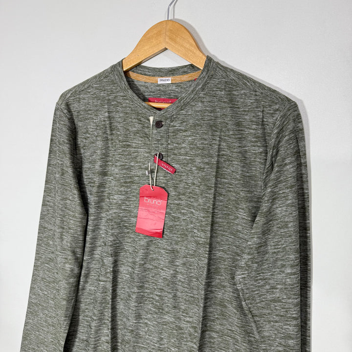 BRUNO MILANO HENLEY COLLAR LONG SLEEVES COTTON TSHIRT BRAND NEW