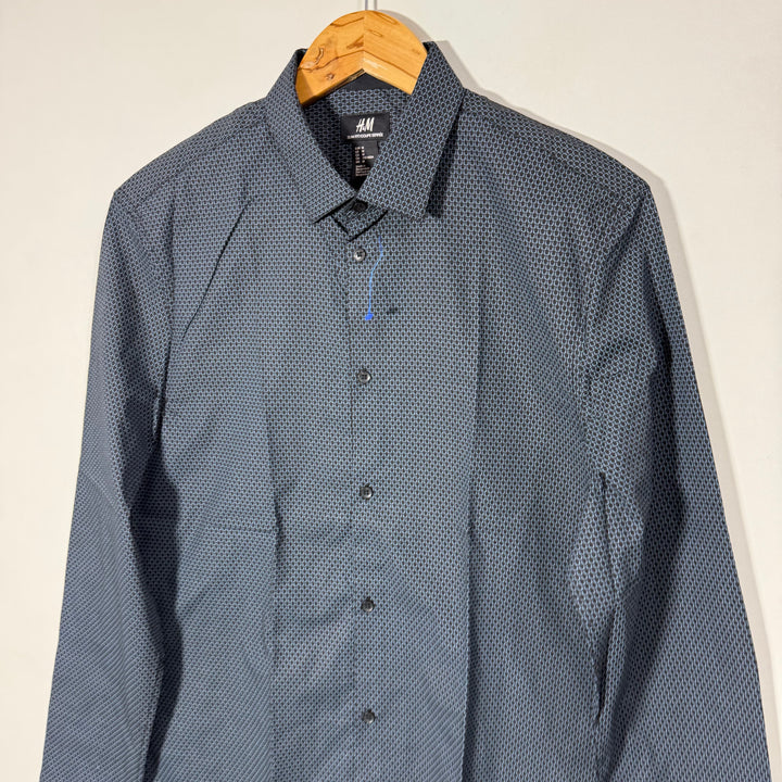 H&M SLIM FIT PRINTED COTTON SHIRT