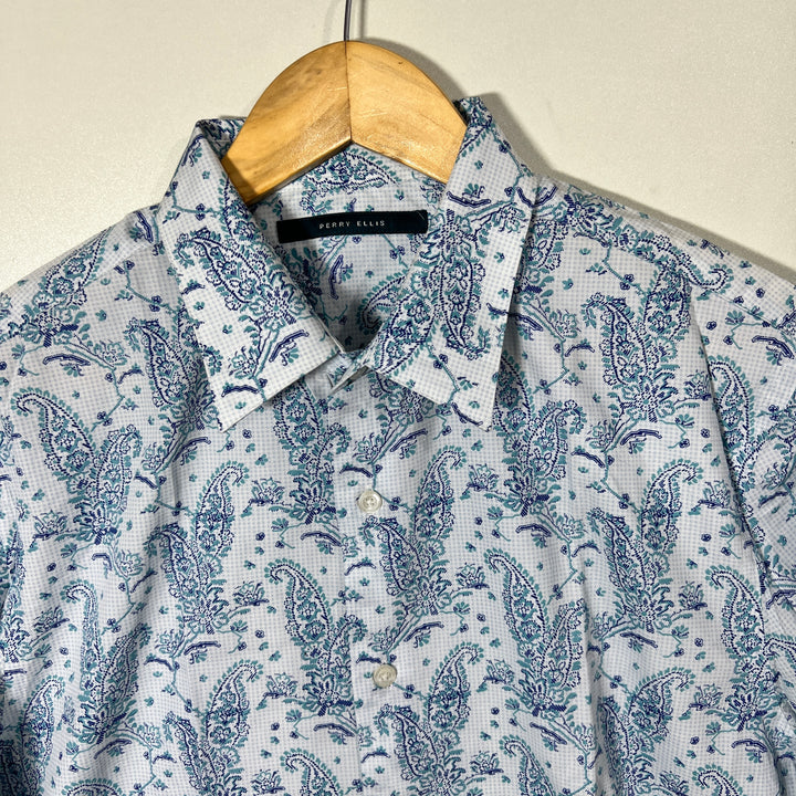 PERRY ELLIS PRINTED CASUAL COTTON SHIRT