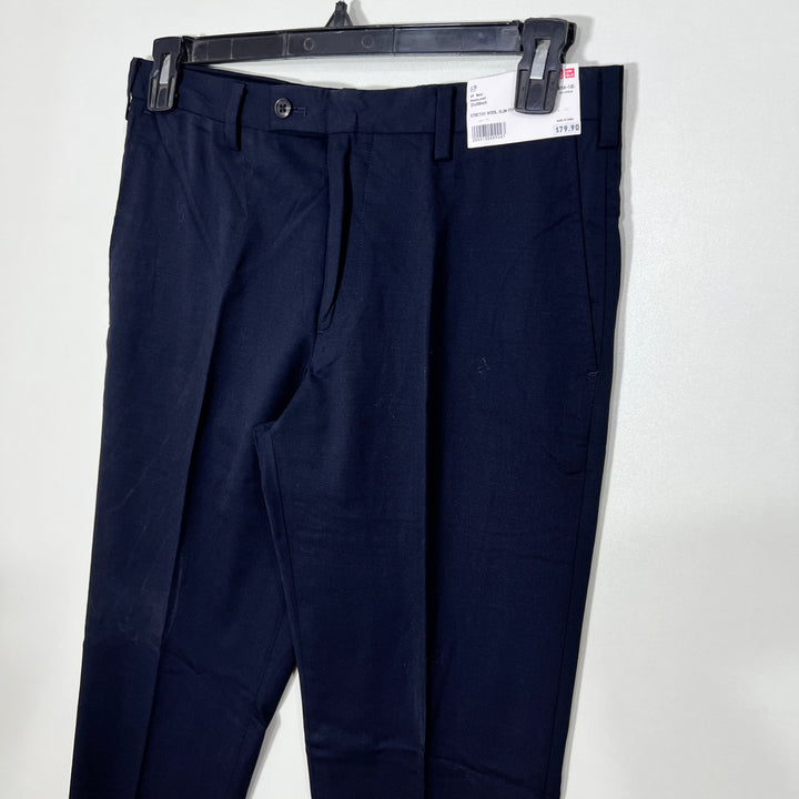 UNIQLO SLIM FIT WOOL DRESS PANT BRAND NEW WITH STRETCH DARK BLUE COLOUR
