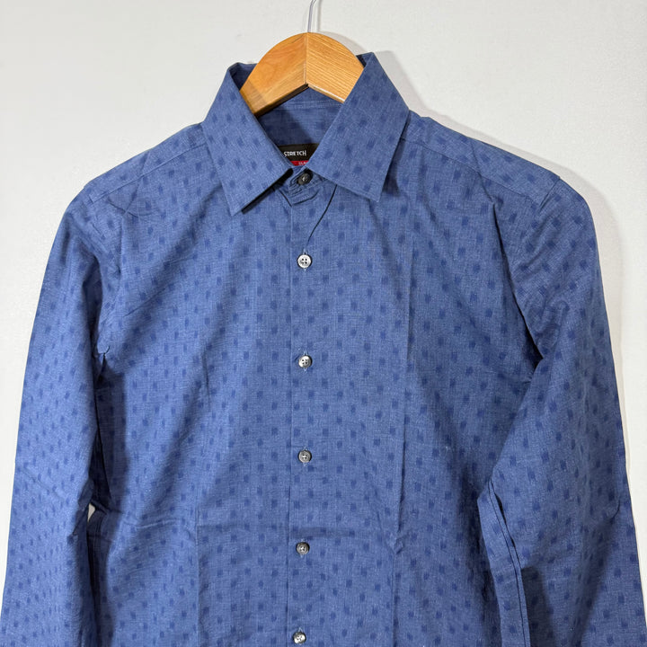 J FERRAR SLIM FIT PRINTED COTTON SHIRT WITH STRETCH