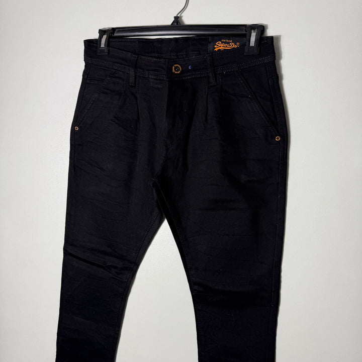 SUPERDRY SLIM FIT COTTON CHINO PANT WITH STRETCH BLACK COLOUR