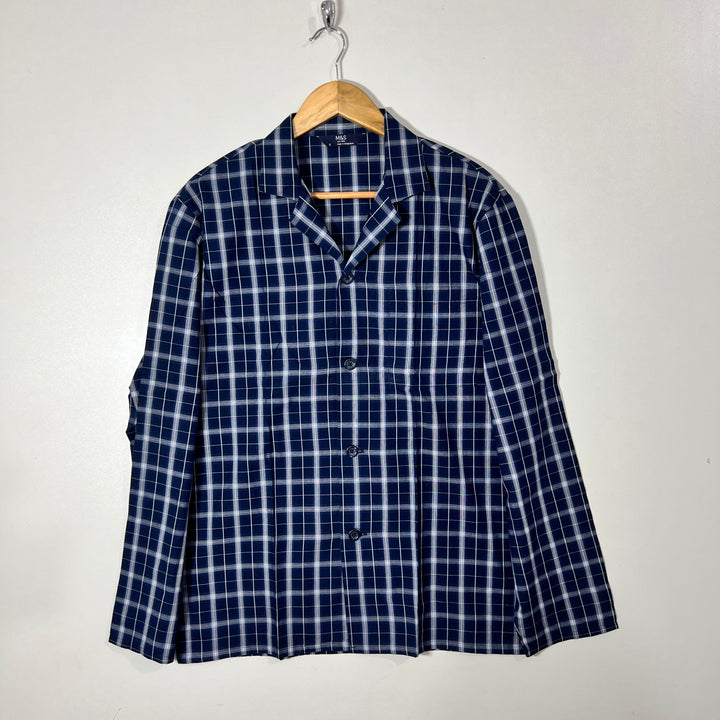 MARKS & SPENCER CHECKERED COTTON NIGHT SUIT
