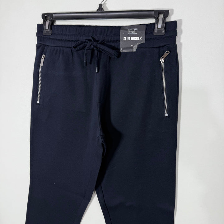 F&F SLIM FIT KNITWEAR SWEAT TROUSER BRAND NEW INNER FLEECE WITHSIDE ZIP POCKETS BLUE COLOUR