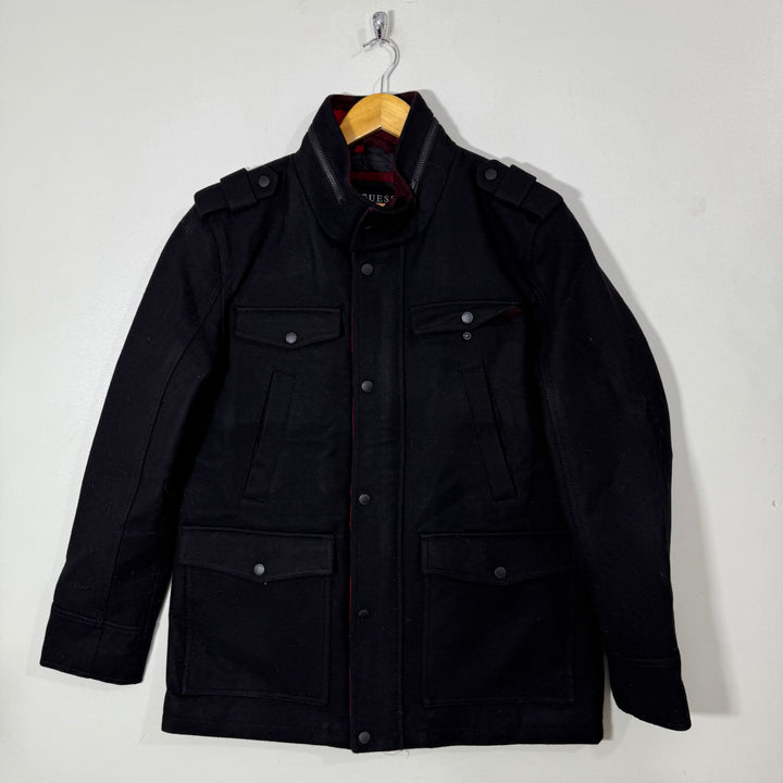 GUESS LOS ANGELES GOUR POCKETS  WOOL JACKET BLACK COLOUR