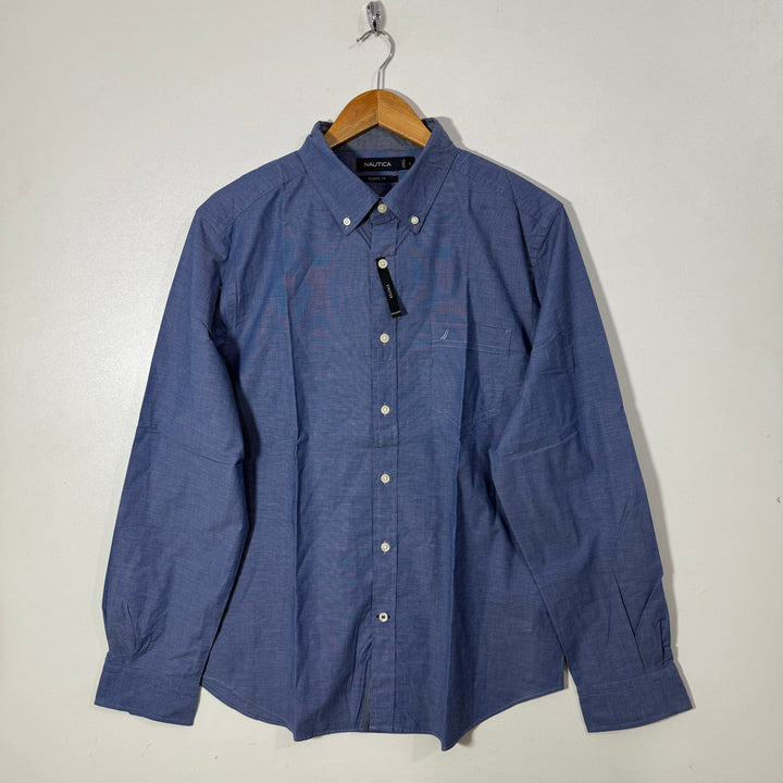NAUTICA CLASSIC FIT BUTTON DOWN CASUAL COTTON SHIRT BRAND NEW WITH STRETCH