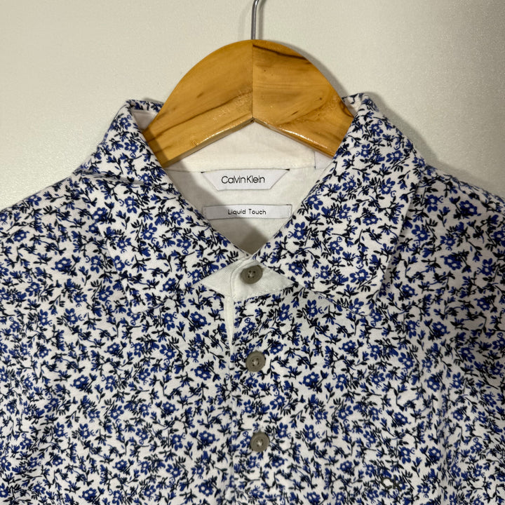 CALVIN KLEIN SLIM FIT LIQUID TOUCH PRINTED COTTON POLO TSHIRT