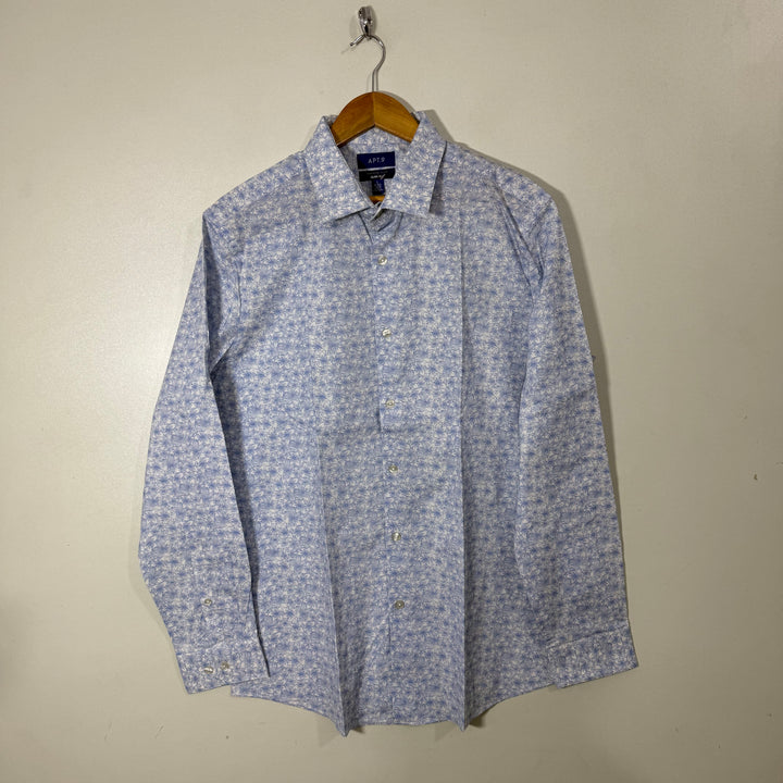 APT.9 SLIM FIT PRINTED COTTON SHIRT WITH STRETCH