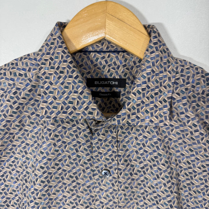 BUGATCHI CLASSIC FIT PRINTED CASUAL COTTON SHIRT