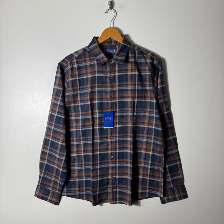 APT.9 STANDARD FIT FLANNEL COTTON CHECKERED SHIRT BRAND NEW