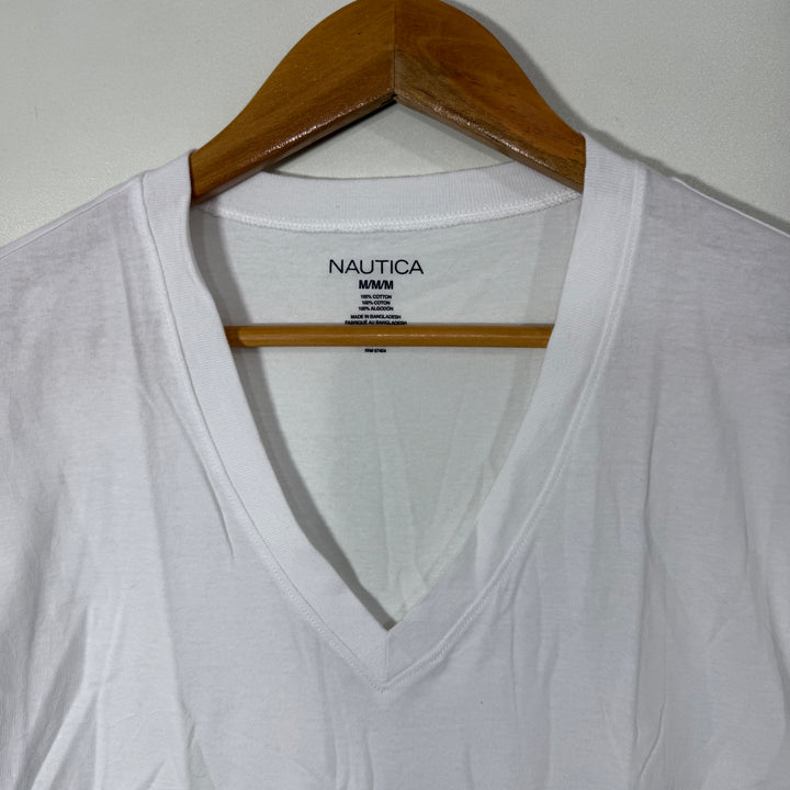 NAUTICA V NECK COTTON TSHIRT WHITE COLOUR