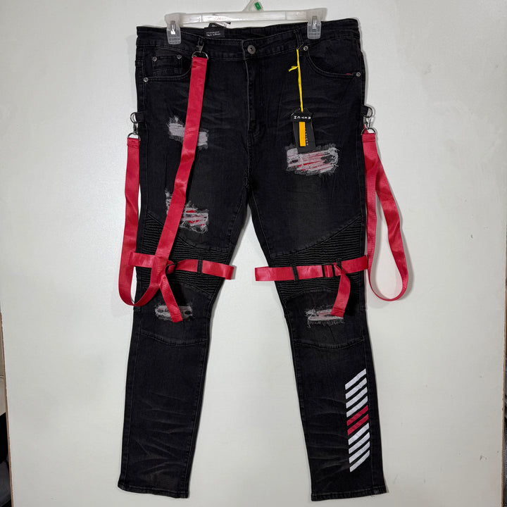 MSOCIETYNY SKINNY FIT RIPPED JEANS BRANCH NEW WITH STRETCH  GREY COLOUR