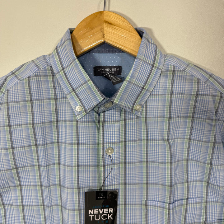 VAN HEUSEN BUTTON DIWN CHECKERED CASUAL COTTON SHIRT BRAND NEW