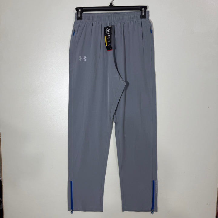 UNDER ARMOUR HEATGEAR RUNNING LOOSE FIT PARACHUTE SPORT TROUSER BRAND NEW GREY COLOUR WITH STRETCH SIDE ZIP POCKETS