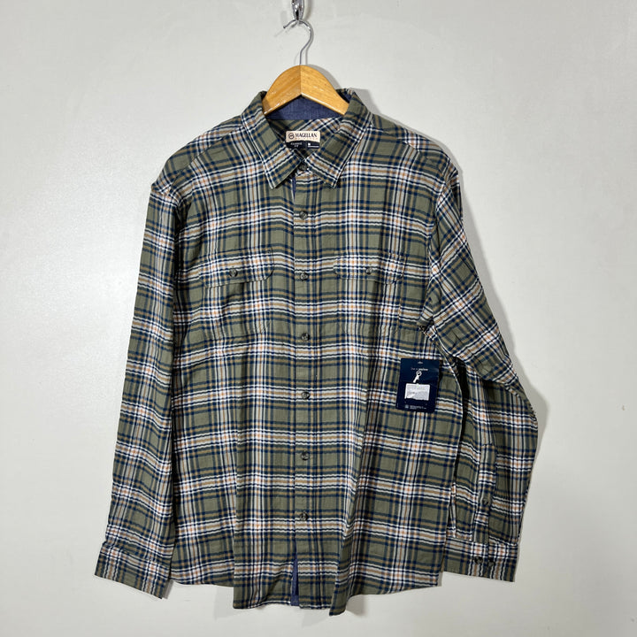 MAGELLAN CLASSIC FIT FLANNEL COTTON DOUBLE POCKET SHIRT BRAND NEW