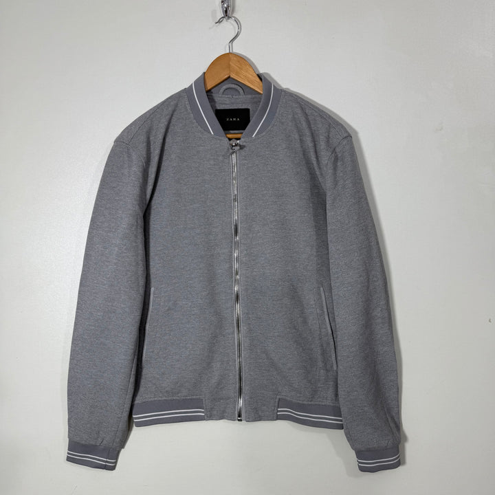 ZARA BEN COLLAR BOMBER JACKET GREY COLOUR