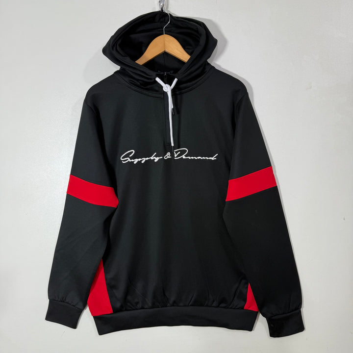 SUPPLY & DEMAND HALF ZIP SPORT HOODIE BLACK COLOUR