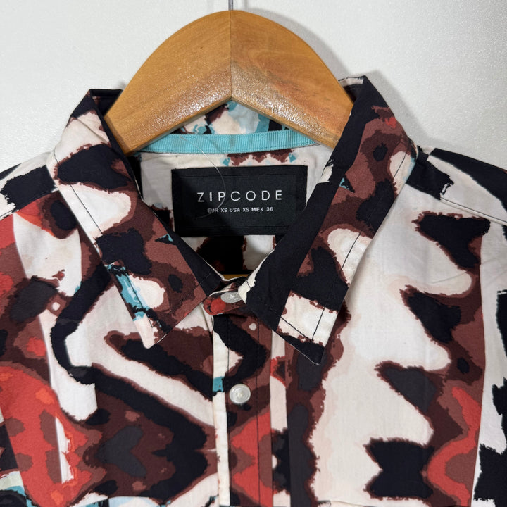 ZIP CODE HALF SLEEVES COTTON SHIRT