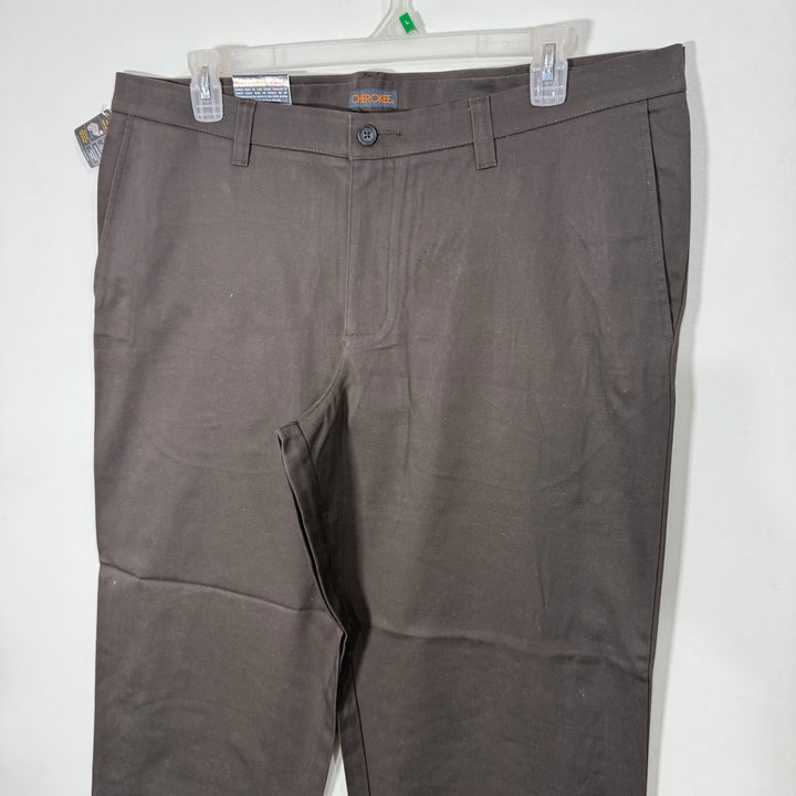 CHEROKEE ULTIMATE LHAKI FLAT FRONT LOOSE FIT COTTON CHINO PANT BRAND NEW BROWN COLOUR WITHOUT STRETCH