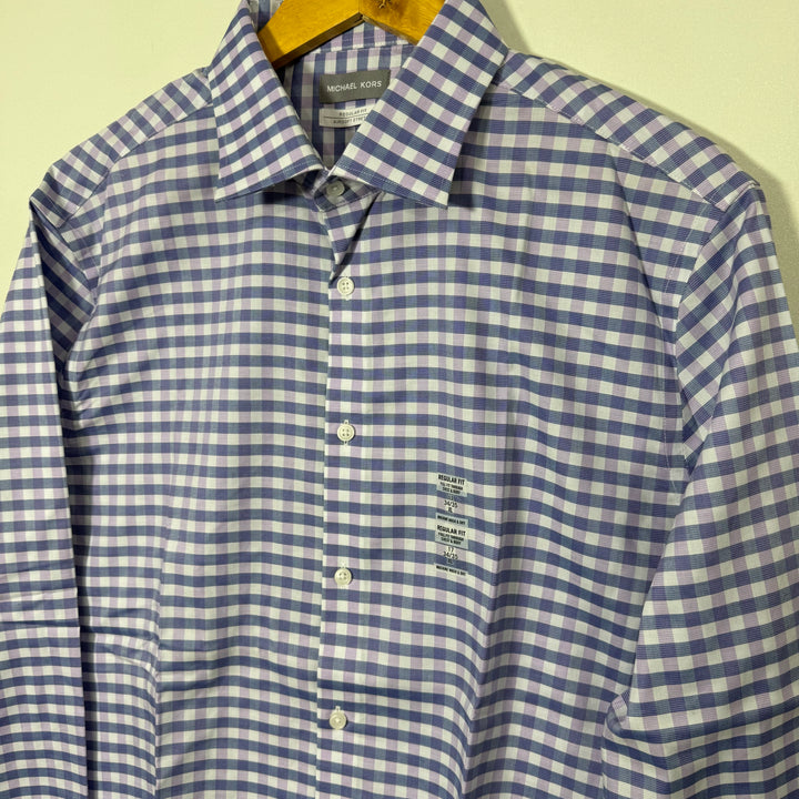 MICHAEL KORS REGULAR FIT CHECKERED FORMAL SHIRT AIRSOFT STRETCH