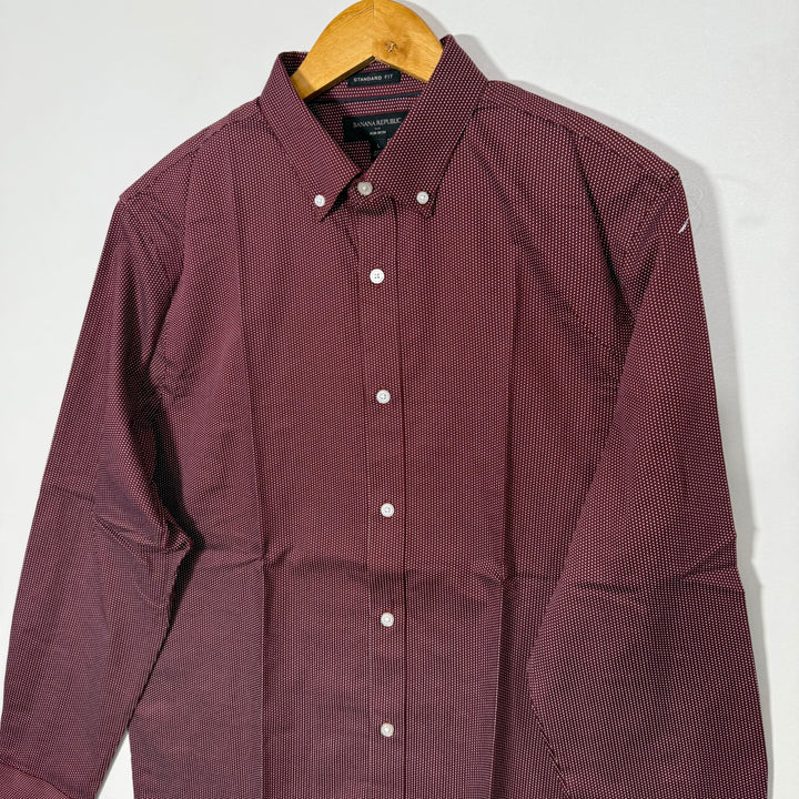 BANANA REPUBLIC STANDARD FIT NON IRON BUTTON DOWN PRINTED COTTON SHIRT