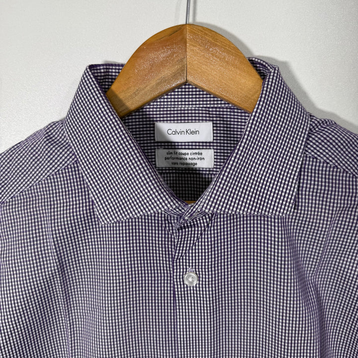 CALVIN KLEIN SLIM FIT NON IRON PERFORMANCE CHECKERED SHIRT
