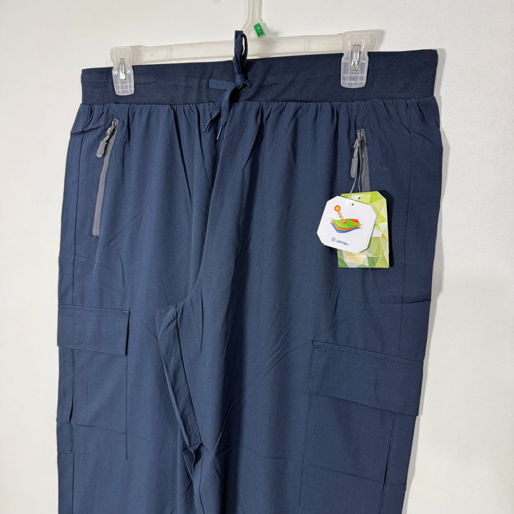 LIBIN HYBRID CARGO TROUSER BRAND NEW WITH STRETCH SIDE ZIP POCKETS BLUE COLOUR