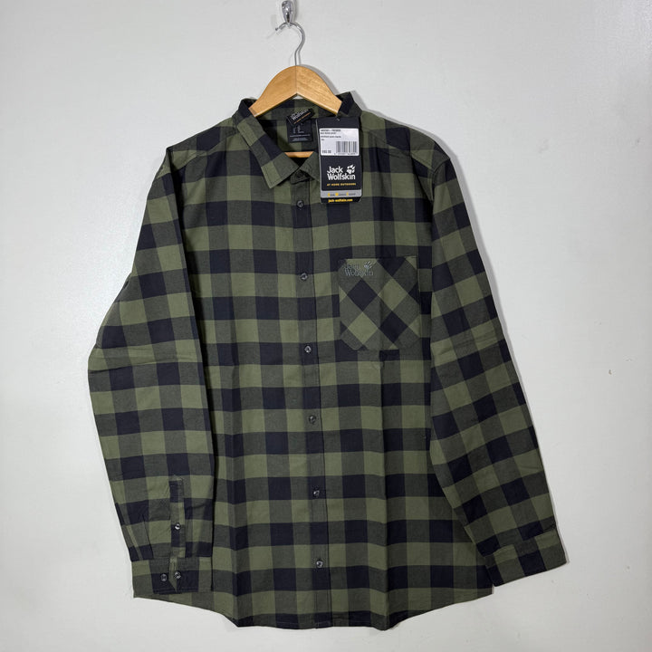 JACK WOLFSKIN FLANNEL COTTON CHECKERED SHIRT BRAND NEW
