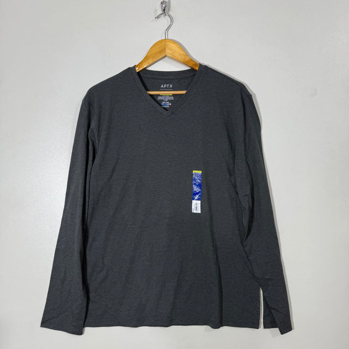 APT.9 PREMIER FLEX V NECK LONG SLEEVES COTTON TSHIRT BRAND NEW