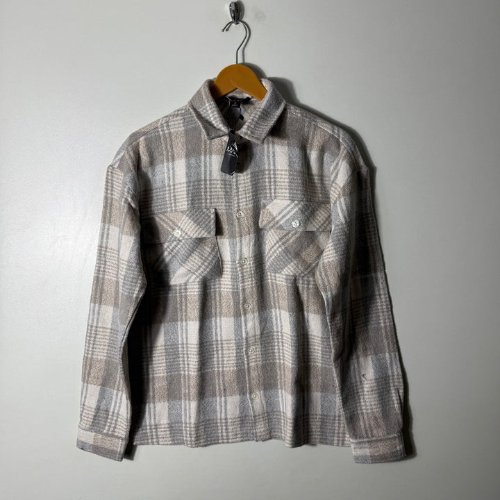 BOOHOOMAN FLANNEL COTTON ACRYLIC POLYESTER BOXY BRUSHED CHECKERED OVERSHIRT BRAND NEW