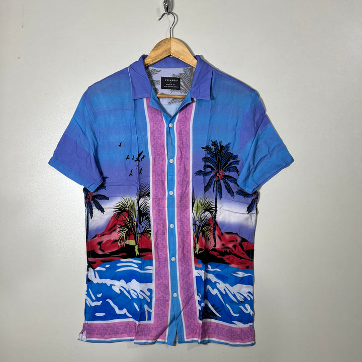 PRIMARK REGULAR FIT SAFARI COLLAR HALF SLEEVES HAWAI SHIRT