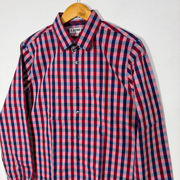 EXPRESS EXTRA SLIM FIT COTTON CHECKERED SHIRT