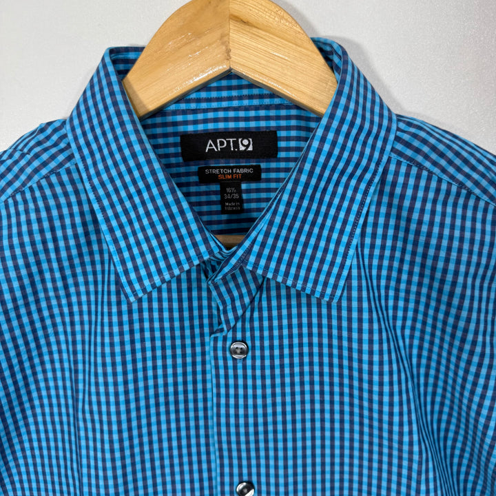 APT.9 SLIM FIT CHECKERED SHIRT WITH STRETCH