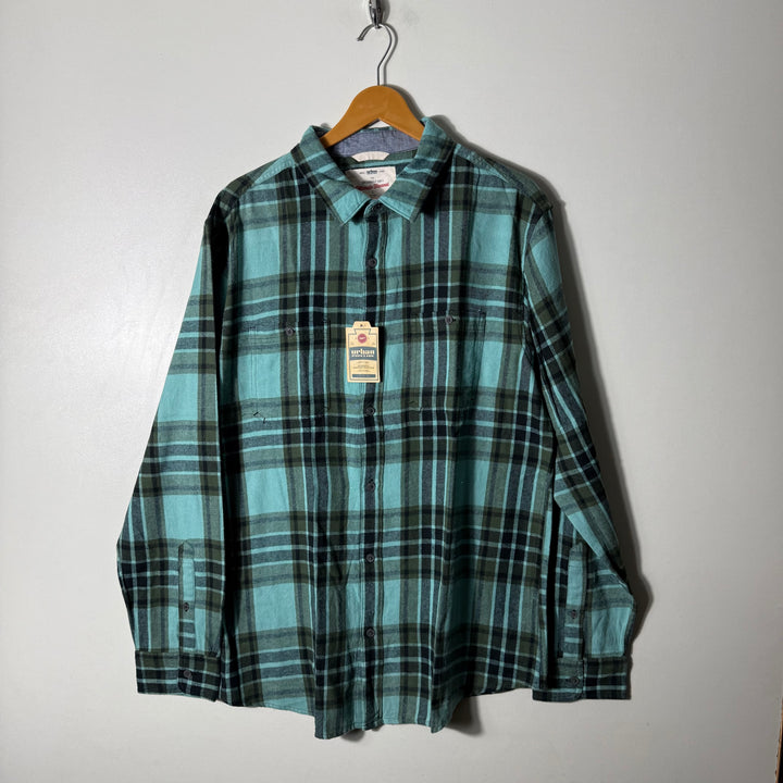 URBAN PIPELINE DOUBLE POCKETS FLANNEL COTTON CHECKERED SHIRT BRAND NEW