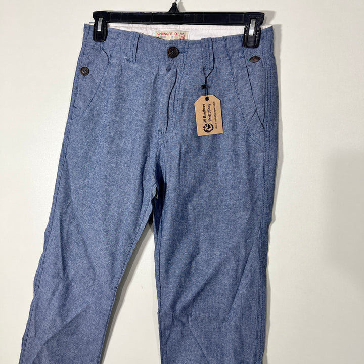 SPRINGFIELD STRAIGHT FIT CHAMBRAY COTTON PANT WITHOUT STRETCH