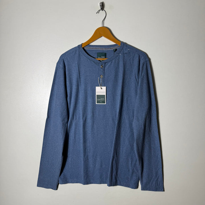 BRUNO SUPERSOFT HENLEY COLLAR LONG SLEEVES COTTON TSHIRT BRAND NEW