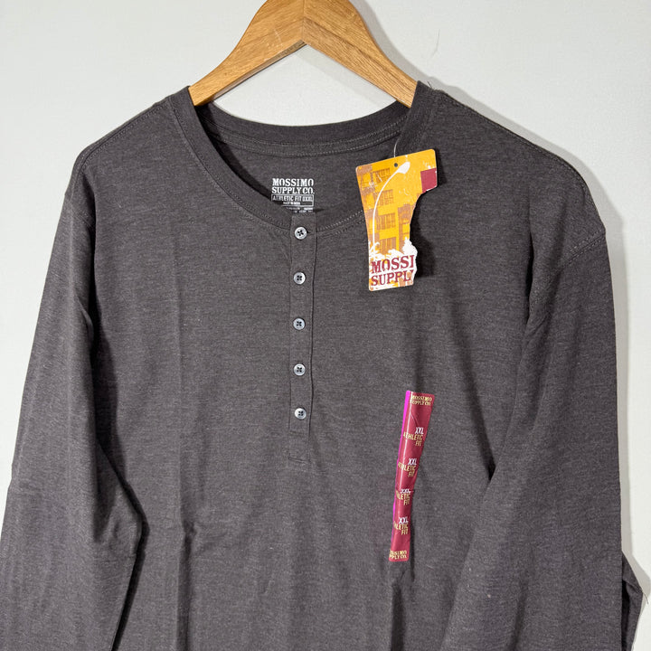 MOSSIMO SUPPLY CO HENLEY COLLAR LONG SLEEVES COTTON TSHIRT BRAND NEW