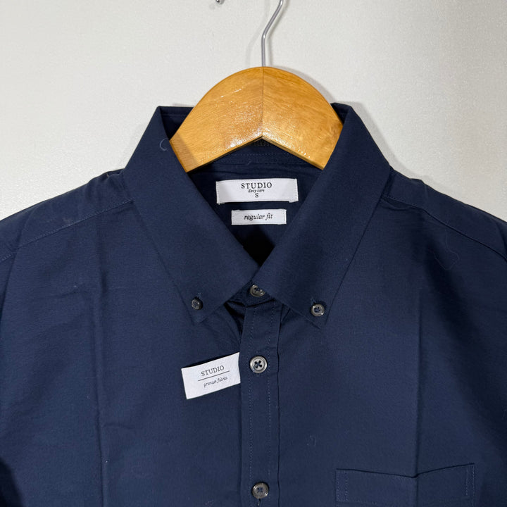 STUDIO REGULAR FIT EASY CARE BUTTON DOWN OXFORD COTTON SHIRT BRAND NEW BLUE COLOUR