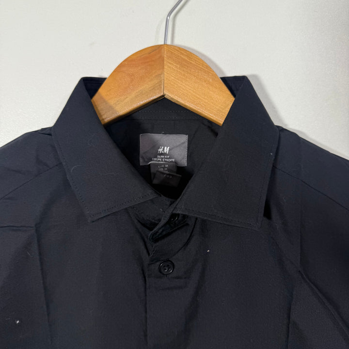 H&M SLIM FIT COTTON SHIRT BLACK COLOUR