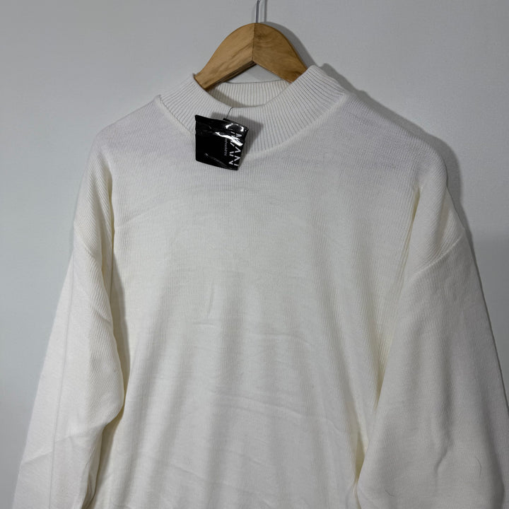 BOOHOOMAN OVERSIZED DROOPED SHOULDER MOCK NECK ACRYLIC SWEATER BRAND NEW CREAM COLOUR